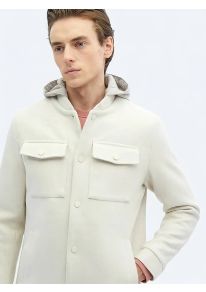 Açık Bej Regular Fit Kapüşonlu Casual Dokuma Mont modelleri