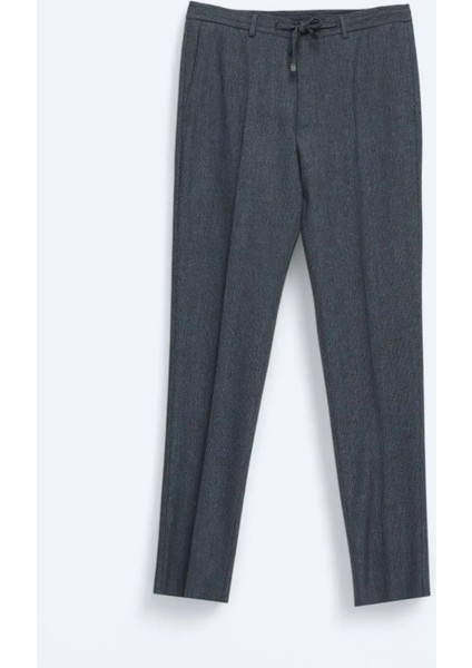 Lacivert Düz Comfort Fit Yün Karışımlı Takım Elbise