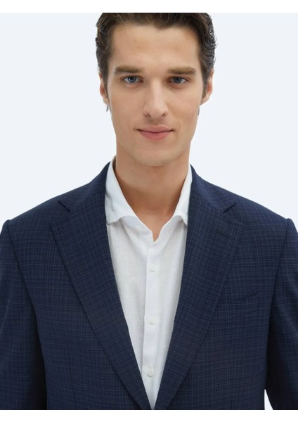 Lacivert Kareli Modern Fit Yün Karışımlı Takım Elbise modelleri