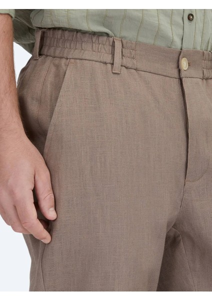 Koyu Vizon Dokuma Casual Pamuk Karışımlı Pantolon modelleri
