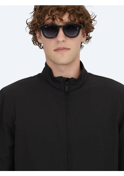 Siyah Regular Fit Dik Yaka Casual Dokuma Mont fiyatları