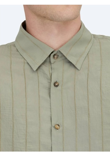Haki Oversize Fit Dokuma Casual Gömlek modelleri