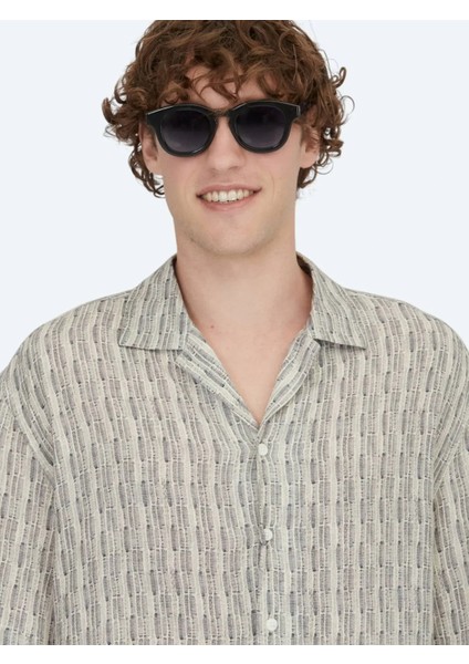 Mavi Desenli Oversize Fit Dokuma Casual Gömlek fiyatları