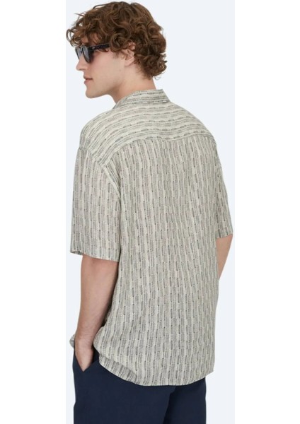 Mavi Desenli Oversize Fit Dokuma Casual Gömlek modelleri