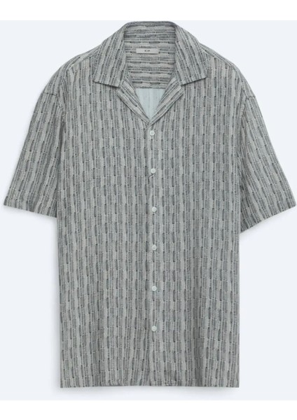 Mavi Desenli Oversize Fit Dokuma Casual Gömlek fırsatları