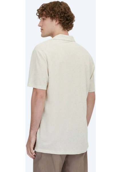 Bej Desenli Casual Keten Karışımlı Gömlek modelleri