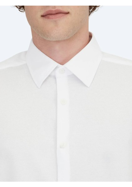 Beyaz Çizgili Regular Fit Casual Pamuk Karışımlı Gömlek modelleri