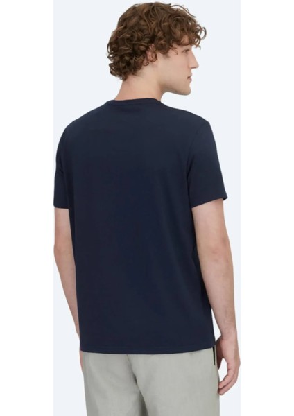 Lacivert Düz Bisiklet Yaka Pamuk Karışımlı T-Shirt fırsatları