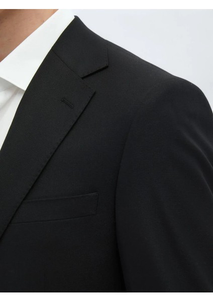 Siyah Mikro Modern Fit Çevre Dostu Yün Karışımlı Takım Elbise modelleri