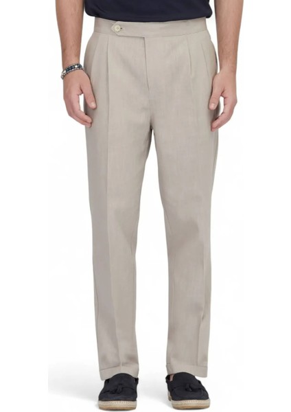 Vizon Dokuma Carrot Fit Casual Pamuk Karışımlı Pantolon
