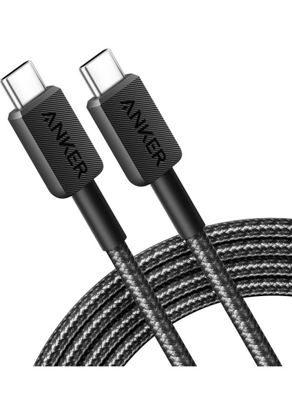 322 Usb-C To Usb-C 1.8m Şarj/data Kablosu - Siyah - 60W Güç Destekli - A81F6 (Anker Türkiye Garantili)