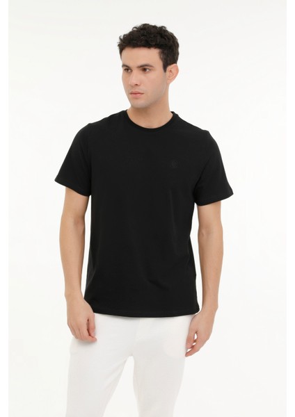 M-CT102 BSC C NK T-SH 4FX Siyah Erkek Kısa Kol T-Shirt