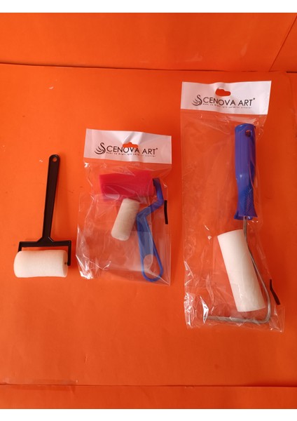 3 Adet Ful Karışık Rulo Sünger Kadife Set Mobilya Duvar Ahşap Taş Polyester