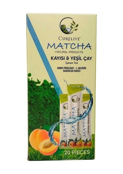 Matcha Çayı Kayısı Aromalı Detox Burner Form Maça Çayı 20 Pıeces