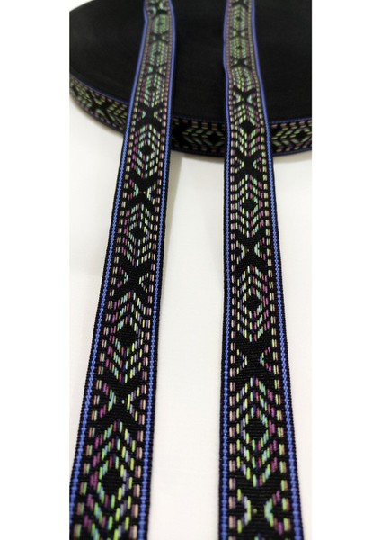 Mavi Siyah Etnik Dar Dokuma Şerit modelleri