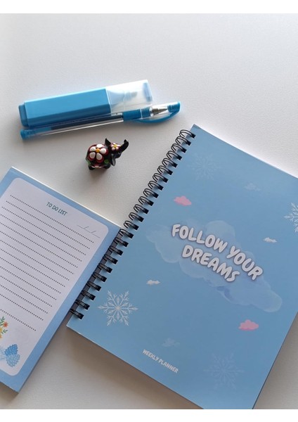 Spiralli Süresiz Haftalık Planlayıcı Dream Ajanda Seti (Mavi)