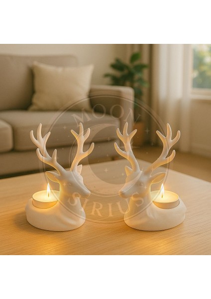 MOON SİRİUS Dekoratif Geyik Figürlü LED Mumluk