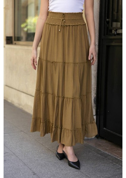 Beli Lastikli Fırfırlı Midi Etek fiyatları