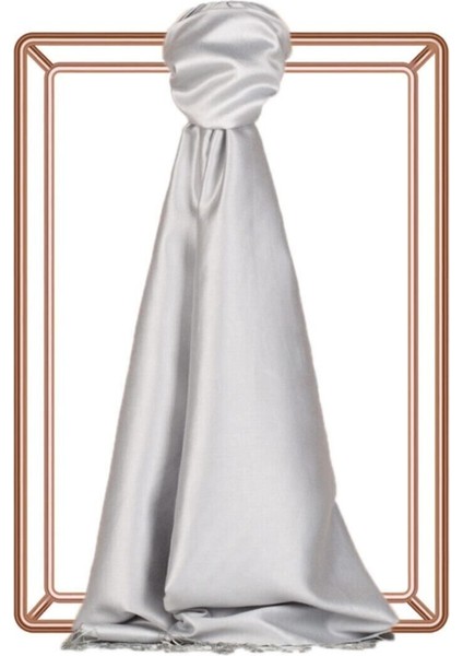 Çift Taraflı Düz Renk Ipek Şal 00927 | Buz Beyazı