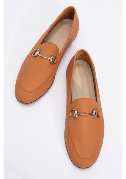 F03 Taba Cilt Hakiki Deri Kadın Loafer Ayakkabı fırsatları