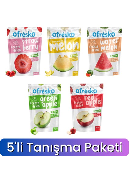 Kuru Meyve Cipsi 5'li Tanışma Paketi - Katkısız & İlave Şekersiz - Dondularak Kurutulmuş Kuru Meyve