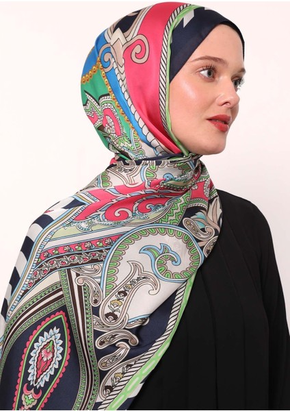 K.lacivert Çizgili Hint Ipeği Şal