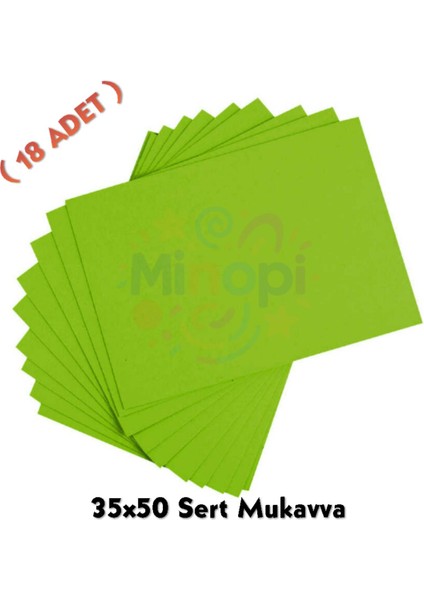 Yeşil Renkli Mukavva 18 Adet 35X50 cm Sert Karton Mukavva