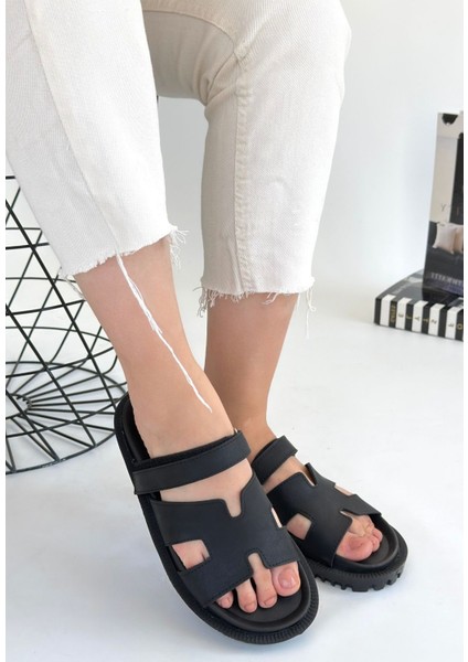 Bernishoes Kooni Siyah Nubuk Terlik modelleri