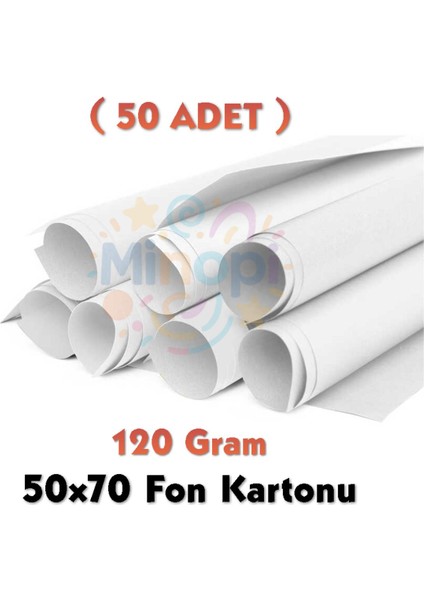 Beyaz Fon Kartonu 50X70 cm 50'li Paket 120 gr Renkli Fon Kartonu