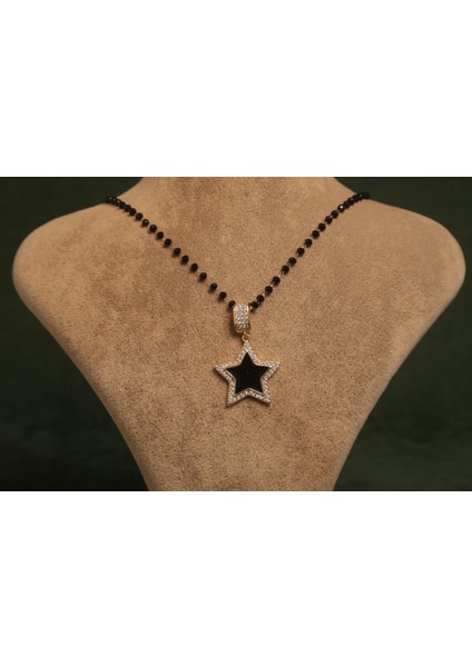 Siyah Taşlı Çelik Yıldız Kolye fiyatları