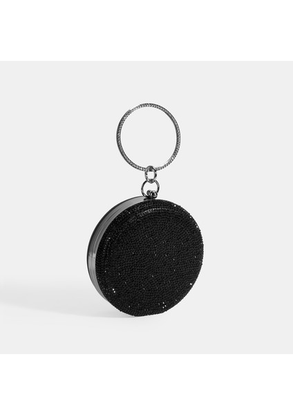 Kadın Siyah Taş Detaylı Gece El Çantası modelleri