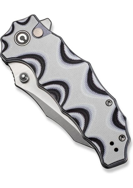 Natterjack Flipper & Thumb Stud & Button Lock Knife White & Black Layered G10 Handle Çakı indirimleri