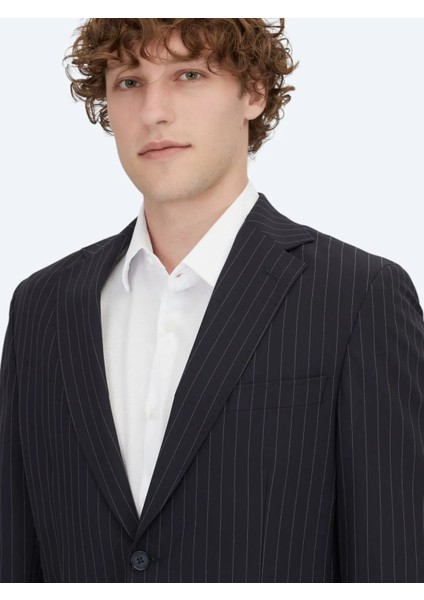 Lacivert Çizgili Modern Fit Örme Takım Elbise fiyatları