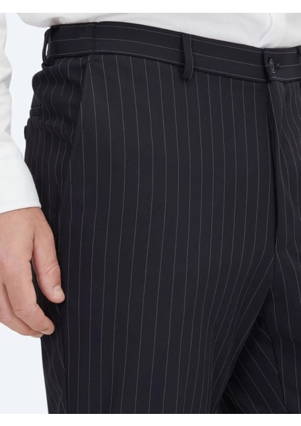 Lacivert Çizgili Modern Fit Örme Takım Elbise modelleri