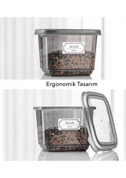 12'li Set Sızdırmaz Kapaklı Kare Erzak Saklama Kabı Antrasit 12 x 0.50 Lt Etiketli modelleri