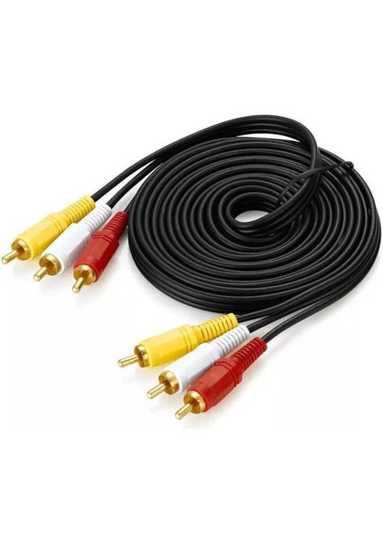 3rca To 3rca Kablo - Altın Uçlu , Kompozit Ses ve Video Aktarım Av Kablosu 2 Metre