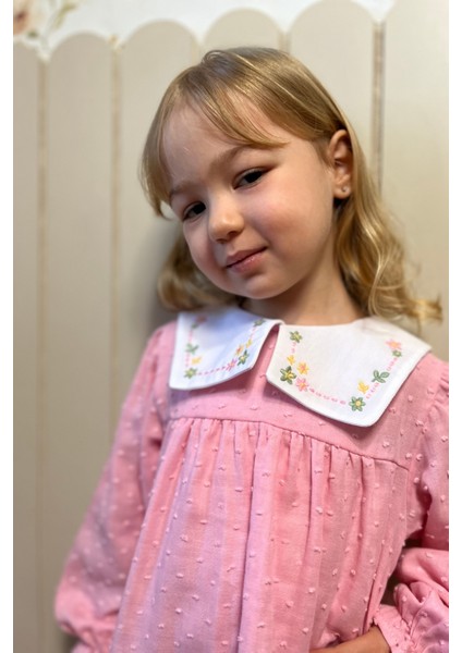 Kız Bebek Nakışlı Bebe Yaka Müslin %100 Pamuk Çantalı Elbise fiyatları