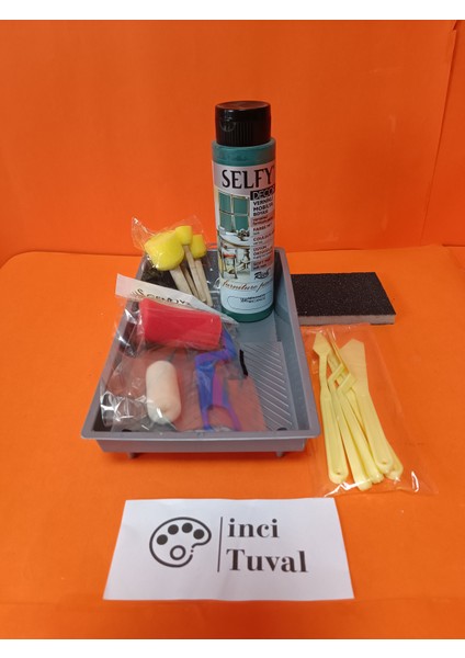 Mobilya Set Ahşap Boyama Selfy Decor Mikanos 500CC Boya Kendinden Vernik Ponpon Çift Rulo