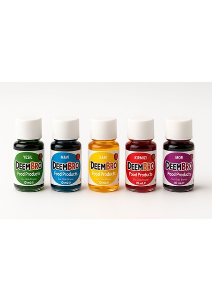 Sıvı Gıda Boyası Seti 5'li 5 Renk 10 ml x 5'li Su Bazlı Likit Gıda Boyaları Set 1 indirimleri