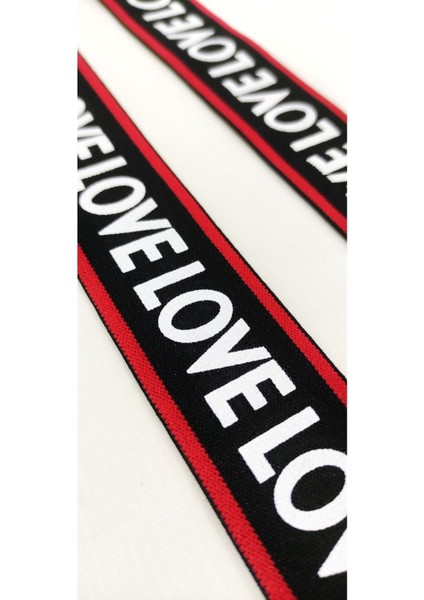 Kırmızı Siyah Beyaz Love Yazılı Lastik Şerit fiyatları