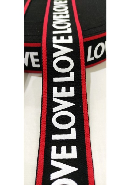 Kırmızı Siyah Beyaz Love Yazılı Lastik Şerit fırsatları