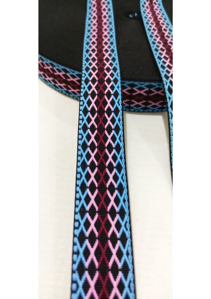 Rengarenk Çapraz Desen Dar Dokuma Şerit