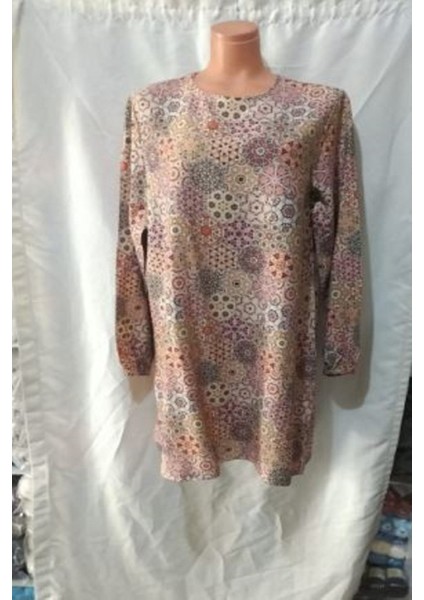 Yuvarlak Yaka Viskon Pembe Siyahyeşil Tunik 1 Adet Kolu Lastikli Kaliteli Kullanışlı Güzel Şık