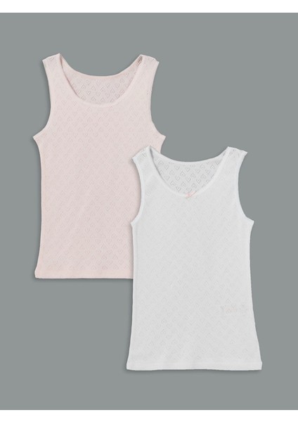 Lcw Kids Beyaz Bisiklet Yaka Kız Çocuk Atlet 2'li