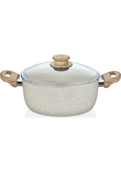 Soft Seramik Krem Granit Tencere 20 cm
