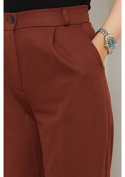 Mihre Çımalı Palazzo Pantolon 1581 - Kahve modelleri