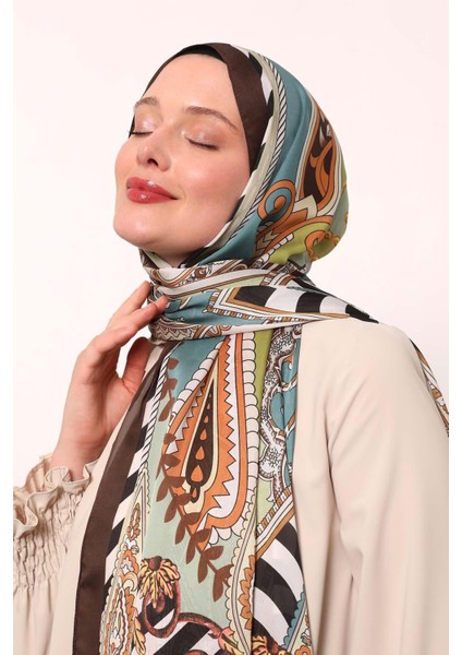 K.kahve Çizgili Hint Ipeği Şal