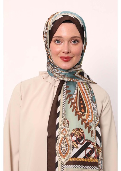 K.kahve Çizgili Hint Ipeği Şal modelleri