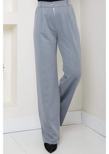 Mihre Çımalı Palazzo Pantolon 1581 - Gri