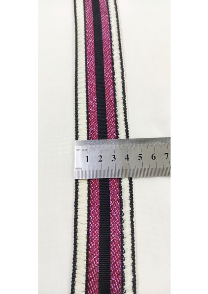 Ekru Fuşya Özel Desen Dar Dokuma Şerit fırsatları